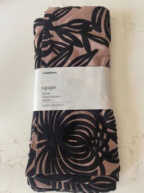 Crate&Barrel Tan and Black Table Runner